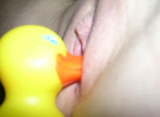 Wife shoves Rubber Ducky in her pussy 