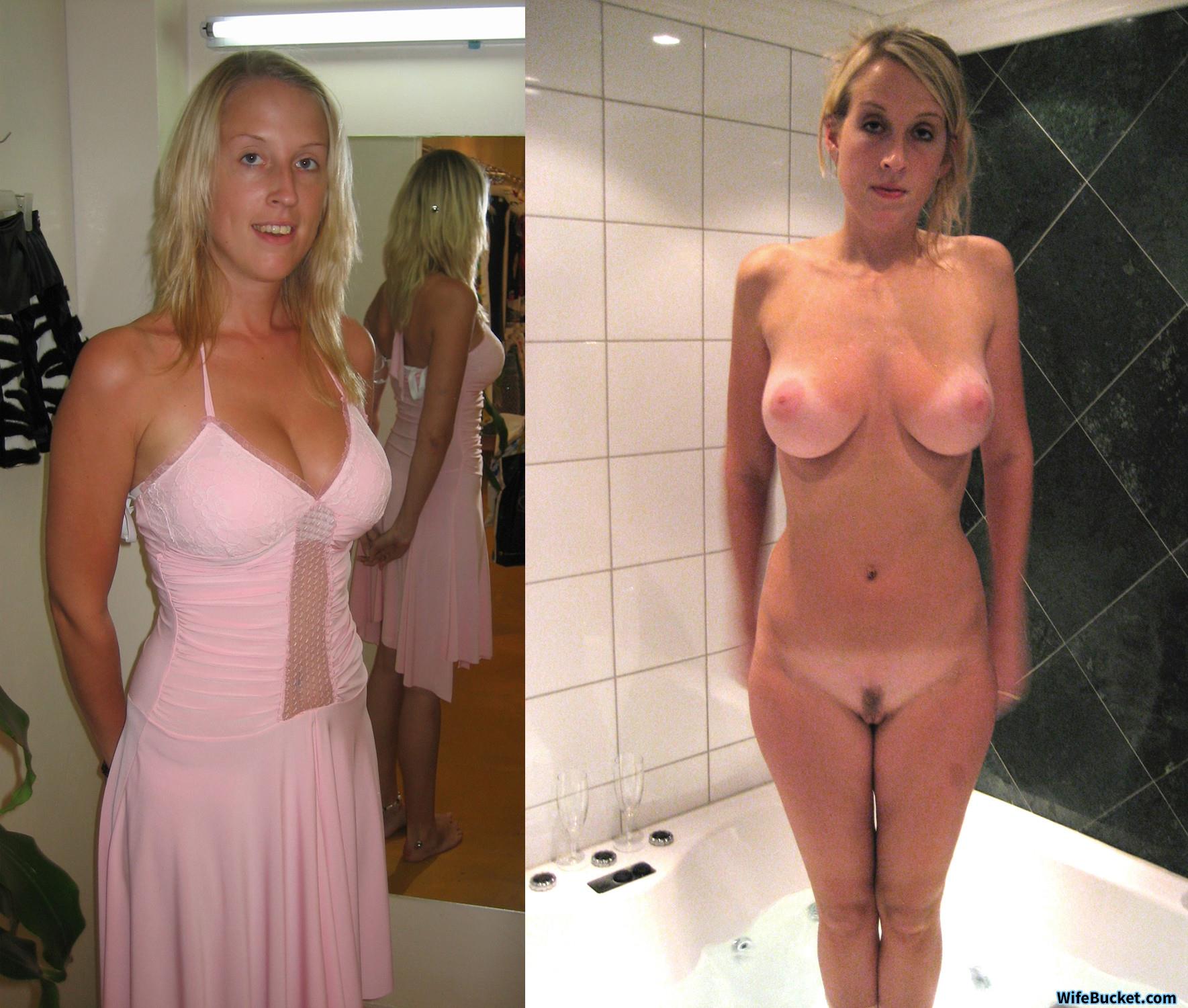 Dressed and then undressed Hot wives in before-after nudes!
